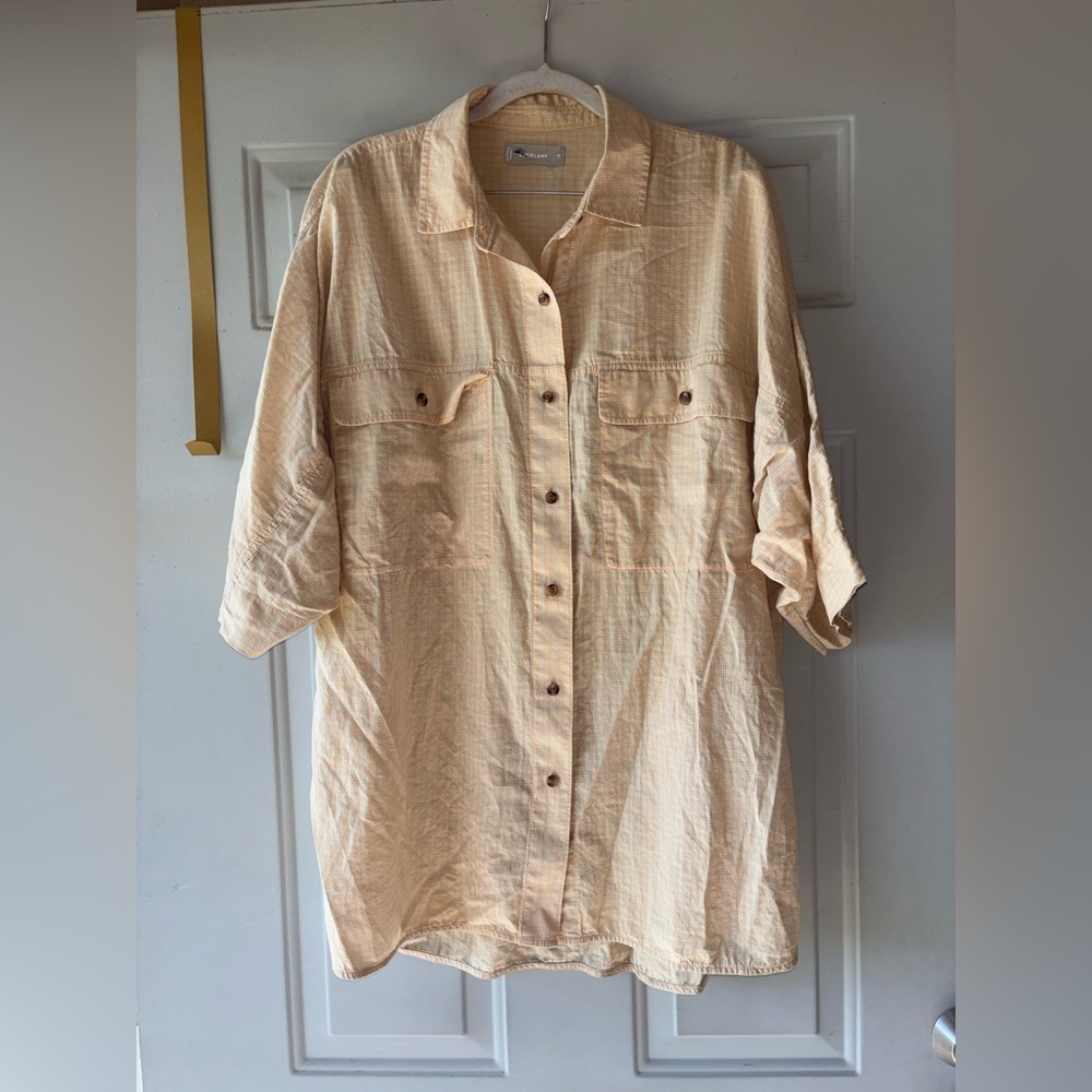 Everlane yellow plaid Cotton Tourist oversize button-front shirt size M